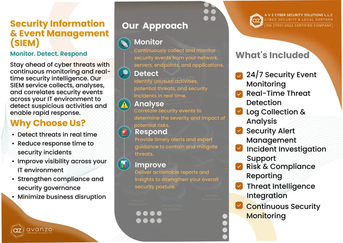 First page of the Security Information & Event Management (SIEM) brochure